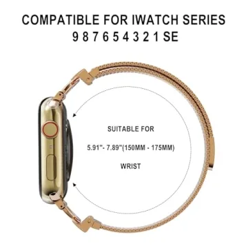 Rose Gold Stainless Steel Mesh Loop Band for Apple Watch