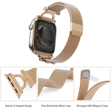Rose Gold Stainless Steel Mesh Loop Band for Apple Watch