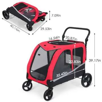 Saudism Dog Stroller for Large Dogs, Adjustable Handle