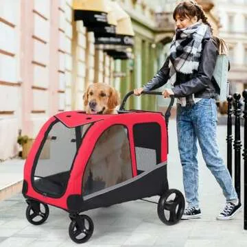 Saudism Dog Stroller for Large Dogs, Adjustable Handle