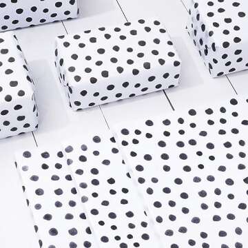 Whaline 100 Pcs Black Dot Tissue Paper for Gifts and Crafts