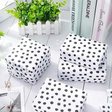 Whaline 100 Pcs Black Dot Tissue Paper for Gifts and Crafts