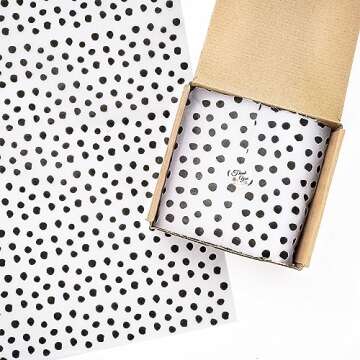 Whaline 100 Pcs Black Dot Tissue Paper for Gifts and Crafts