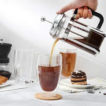 D.M DESIGN·MASTER [2 PACK,12 OZ -Premium Double Wall Insulated Glass, Coffee or Tea Glass Mugs, Thermo Insulated Glass, Perfect for Latte, Cappuccino, Americano, Tea and Beverage