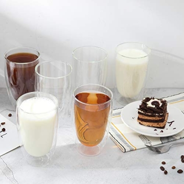 D.M DESIGN·MASTER [2 PACK,12 OZ -Premium Double Wall Insulated Glass, Coffee or Tea Glass Mugs, Thermo Insulated Glass, Perfect for Latte, Cappuccino, Americano, Tea and Beverage