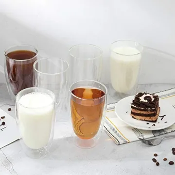 D.M DESIGN·MASTER [2 PACK,12 OZ -Premium Double Wall Insulated Glass, Coffee or Tea Glass Mugs, Thermo Insulated Glass, Perfect for Latte, Cappuccino, Americano, Tea and Beverage