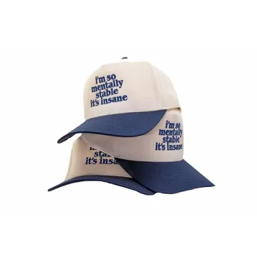 Funny 'I'm So Mentally Stable' Baseball Cap - Unisex Tan/Blue