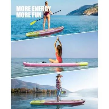 Highpi Inflatable Paddle Board, 11'x33''x6'' Pink Stand Up Paddle Board for Adults&Youth, Versatile Yoga Paddle Board