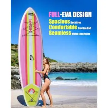 Highpi Inflatable Paddle Board, 11'x33''x6'' Pink Stand Up Paddle Board for Adults&Youth, Versatile Yoga Paddle Board