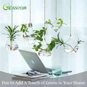 Glasseam Hanging Planters Glass Terrarium: 5Pcs Modern Plant Propagation Stations Hydroponic Wall Va...