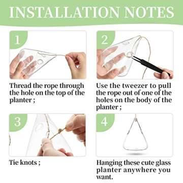 Glasseam Hanging Planters Glass Terrarium: 5Pcs Modern Plant Propagation Stations Hydroponic Wall Vases for Air Plants Flowers Indoor Window Home Decor