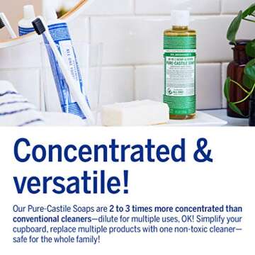 Dr. Bronner's - Pure-Castile Liquid Soap (Almond, 8 ounce) - Made with Organic Oils, 18-in-1 Uses: Face, Body, Hair, Laundry, Pets and Dishes, Concentrated, Vegan, Non-GMO