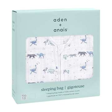 aden + anais Baby Sleeping Bag, 100% Cotton Muslin, Wearable Swaddle Blanket for Girls & Boys, Newbo...