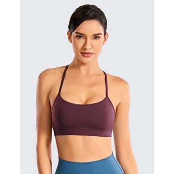 CRZ YOGA Y Back Womens Sports Bra - Padded Racerback Spaghetti Thin Strap Low Impact Workout Sexy Lo...
