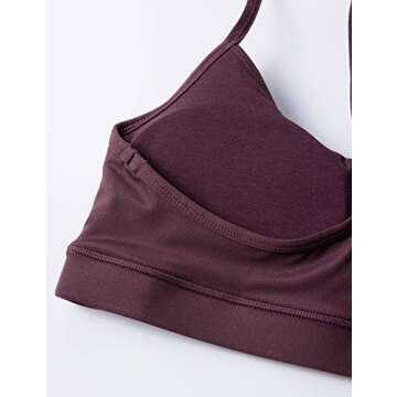 CRZ YOGA Y Back Womens Sports Bra - Padded Racerback Spaghetti Thin Strap Low Impact Workout Sexy Low Cut Yoga Bra Arctic Plum X-Small