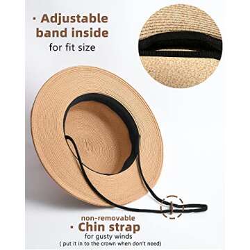 FURTALK Summer Straw Beach Hat Packable UV Protection