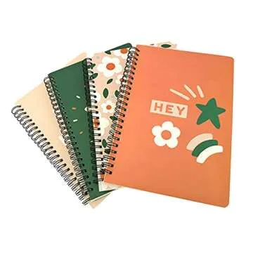 ALIMITOPIA 4 Pack A5 Spiral Notebook Journal,Wirebound Ruled Sketch Book NotePad Diary Memo Planner,A5 Size(8.3X5.7) & 80 sheets (Floral Flowers)
