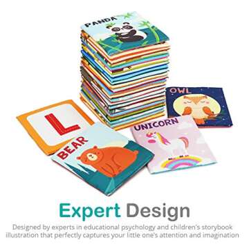 Urban Kiddy Zoo Alphabet Cards | Soft Alphabet Flash Cards, Educational Early Learning Infant Toys for Babies Infants Toddlers Boys Girls Kids Over 0 1 2 3 Years Old | My First ABC Animal Cloth Cards