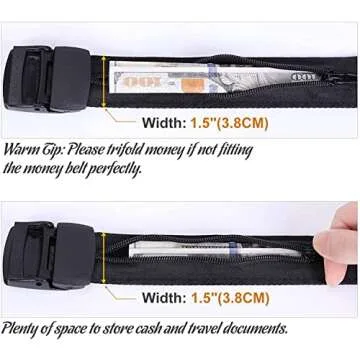 JASGOOD Travel Security Money Belt with Hidden Money Pocket - Cashsafe Anti-Theft Wallet Unisex Nickel free Nylon Belt