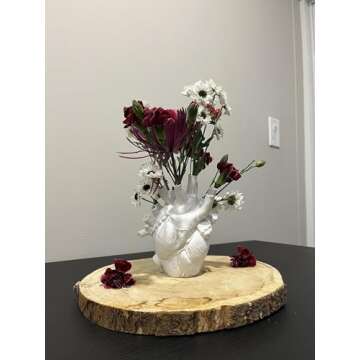 Heart Vase Resin Sculpture, Creative Art Flower Pot Desktop Home Decoration Living Room Desk Table Ornament Gift Valentine's Day