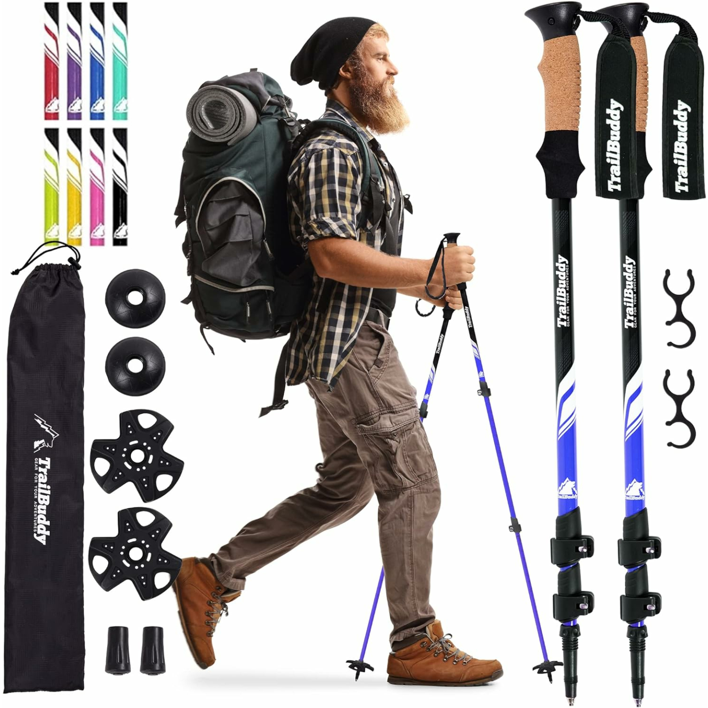 TrailBuddy Lightweight Trekking Poles - Best for Hiking