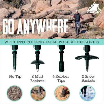 TrailBuddy Lightweight Trekking Poles - Best for Hiking