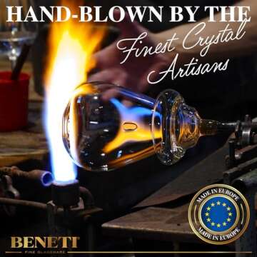 BENETI Luxury Glass Cups, Highball Drinking Glasses Set of 4 | Made in Europe | Clear Glasses Set, Perfect for Party's and Gifts for Men and Women (Stylish | 18 ounces)