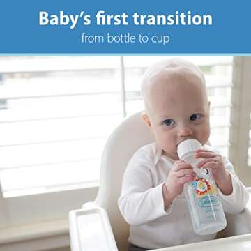 Dr. Brown's Milestones Narrow Sippy Bottle, 100% Silicone Soft Sippy Spout, 8oz/250mL, Fox & Lion, 6m+