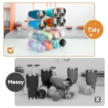 Spospo Stackable Water Bottle Organizer for Cabinet Storage