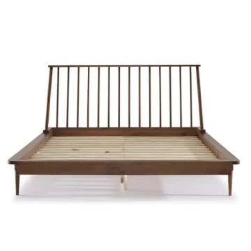Mid Century Modern Solid Wood Spindle Bed Frame Queen