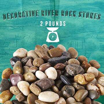 Katzco 2 Pounds Small Decorative River Rock Stones - Natural Polished Mixed Color Stones -Use in Glassware, Like Vases, Aquariums and Terrariums to Enhance The Appearance