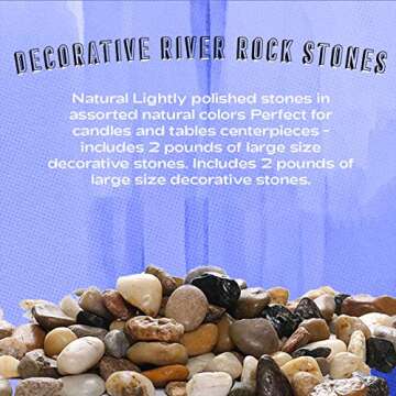 Katzco 2 Pounds Small Decorative River Rock Stones - Natural Polished Mixed Color Stones -Use in Glassware, Like Vases, Aquariums and Terrariums to Enhance The Appearance