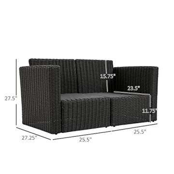 Outsunny Patio Wicker Corner Sofa Set for Outdoor Relaxation
