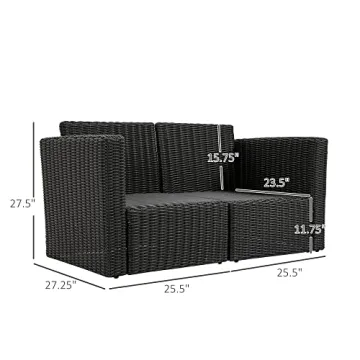 Outsunny Patio Wicker Corner Sofa Set for Outdoor Relaxation