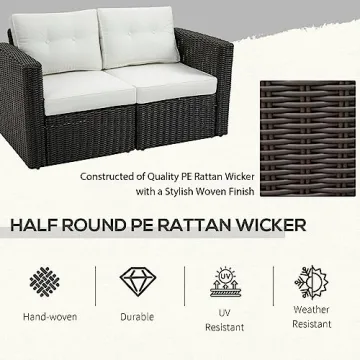 Outsunny Patio Wicker Corner Sofa Set for Outdoor Relaxation