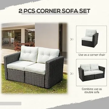 Outsunny Patio Wicker Corner Sofa Set for Outdoor Relaxation
