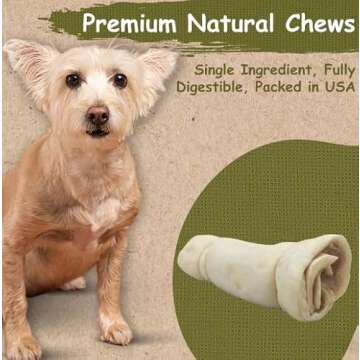 Top Dog Chews – 3" Mini Cheek Rolls, 10 Pack, Long Lasting Dog Bones for Aggressive Chewers, Rawhi...