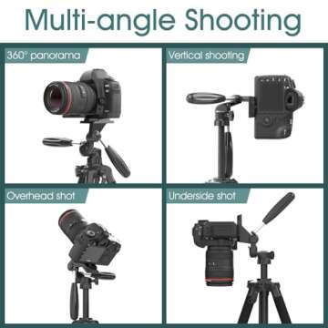 UBeesize 74" Camera Tripod with Phone Holder and Remote, Heavy Duty Tripod Stand with Portable Bag for Phone and Camera, Compatible with DSLR Cameras, Cell Phones, Spotting Scopes and Binoculars