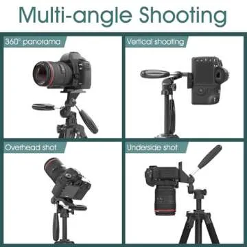 UBeesize 74" Camera Tripod with Phone Holder and Remote, Heavy Duty Tripod Stand with Portable Bag for Phone and Camera, Compatible with DSLR Cameras, Cell Phones, Spotting Scopes and Binoculars