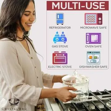 2L Clear Glass Simmer Pot with Lid & Strainer | Heat-Resistant Borosilicate Glass Pot for Pasta, Soup, Baby Food & Milk | Electric Simmer Tool for Home Fragrance | Anti-Scald Handles