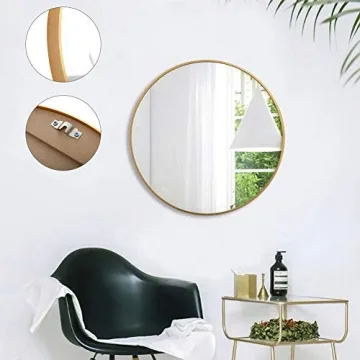 FANYUSHOW Gold Round Mirror for Stylish Home Decor