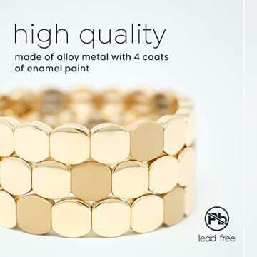 Chic Cedar and Ink Stackable Bracelets for Women - Gold Honeycomb
