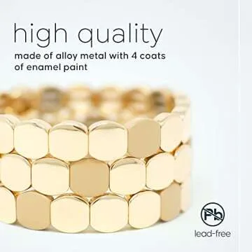 Chic Cedar and Ink Stackable Bracelets for Women - Gold Honeycomb