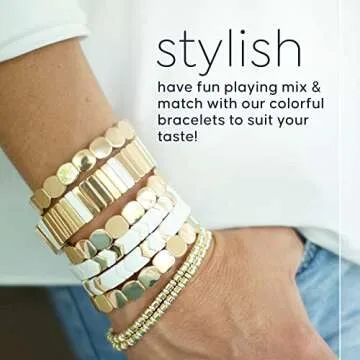 Chic Cedar and Ink Stackable Bracelets for Women - Gold Honeycomb
