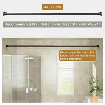 SZXIMU Spring Tension Curtain Rod 43-72 Inch, Never Rust and Non-Slip Shower Curtain Rods with Flat Top, Bronze