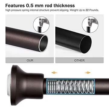 SZXIMU Spring Tension Curtain Rod 43-72 Inch, Never Rust and Non-Slip Shower Curtain Rods with Flat Top, Bronze