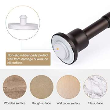 SZXIMU Spring Tension Curtain Rod 43-72 Inch, Never Rust and Non-Slip Shower Curtain Rods with Flat Top, Bronze