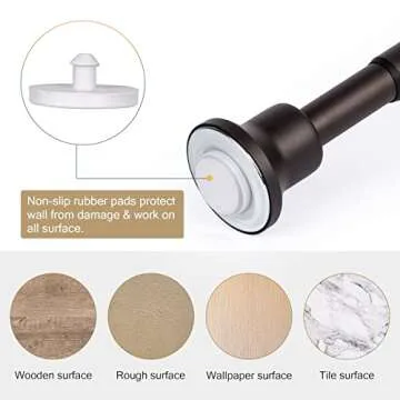 SZXIMU Spring Tension Curtain Rod 43-72 Inch, Never Rust and Non-Slip Shower Curtain Rods with Flat Top, Bronze