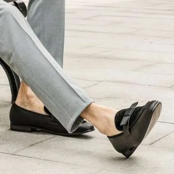 JITAI Men's Lindford Moc Toe Bit Slip-on Penny Loafer Party Shoes, Black/01, 10 US