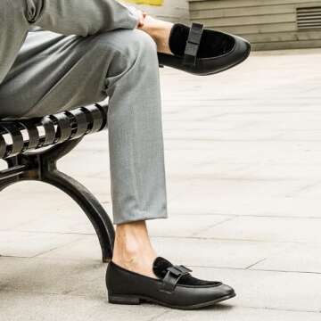 JITAI Men's Lindford Moc Toe Bit Slip-on Penny Loafer Party Shoes, Black/01, 10 US